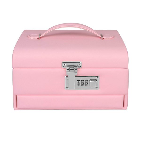 Combination-Lock-Jewelry-Box-Organizer-for-Girls-Mirrored-Leather-Three-Layer-11-Separate-Compartment-Secret-Storage-Case-Pink-min